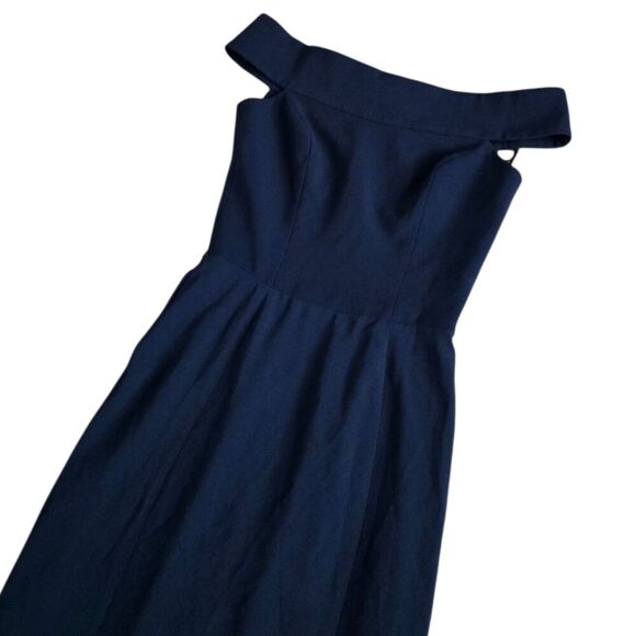 Dress the Population Navy Jackie Off the Shoulder Crepe Trumpet Gown XS - Picture 4 of 5